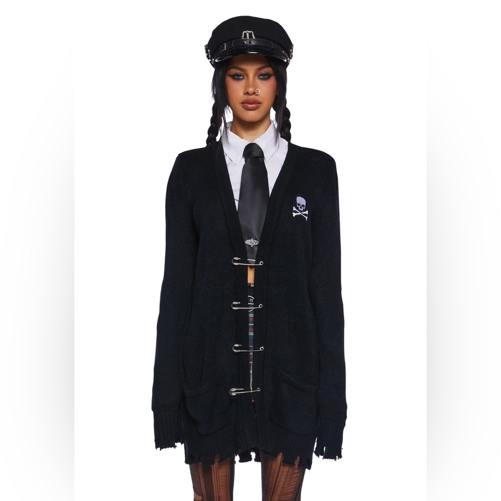 Dolls Kill Black Pin Knit Cardigan